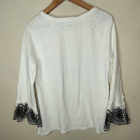 Ann Taylor Loft Embroidered Top Flared Sleeve - Picture 5 of 7